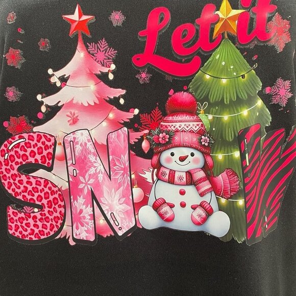 Let It Snow Hoodie XL Black Christmas Fleece Coquette Soft Girl Winter Holiday - Picture 6 of 8
